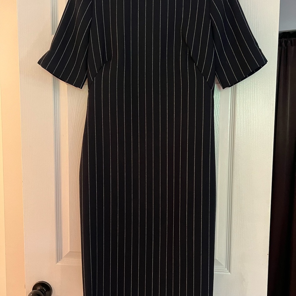 Giorgio Armani Black Pinstripe Midi Dress